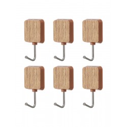 Square Imitation Wood-pattern Hook 6pcs (S)
