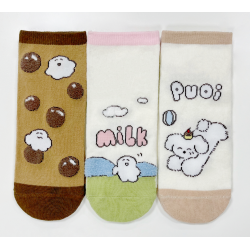 Guji Guji Bread Baking Series Ankle Socks (3 Pairs)(White...