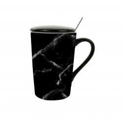 Black and White Series Marble Pattern Ceramic Cup with...