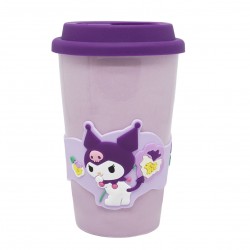 Ποτήρι Κεραμικό με Καπάκι Σιλικόνης 400ml Kuromi