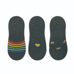 Women's Rainbow No-Show Socks (3 Pairs)(Black)