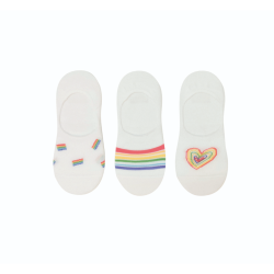 Women's Rainbow No-Show Socks (3 Pairs)(White)