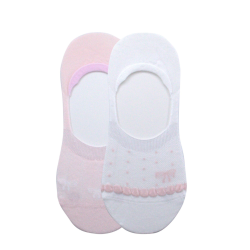 Girl Bow No-Show Socks (2 Pairs)(Pink)