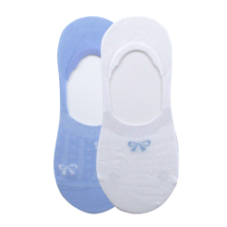 Girl Bow No-Show Socks (2 Pairs)(Blue)