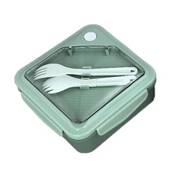 Japanese Style Square 2 Compartment Lunch Box 1100mL(Green)
