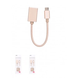 Υφασμάτινο Πλεκτό OTG Micro USB Καλώδιο - 2.1Α (Χρυσό)