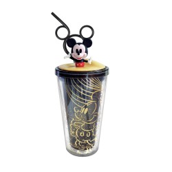 Μπουκάλι με Καλαμάκι Mickey Mouse Fun Life Μαύρο 480mL