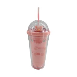 Μπουκάλι Πλαστικό με Καλαμάκι LuLu the Piggy 480ml