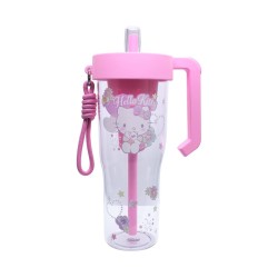 Μπουκάλι Πλαστικό με Λαβή και Καλαμάκι Hello Kitty 1250ml