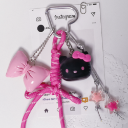 Hello Kitty Cute Face Pendant(Black and Pink)