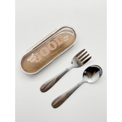 Cartoon Portable Flatware Set (Fork and Spoon)(Brown)