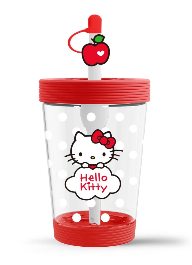 Plastic cup with straw 535ml Hello Kitty