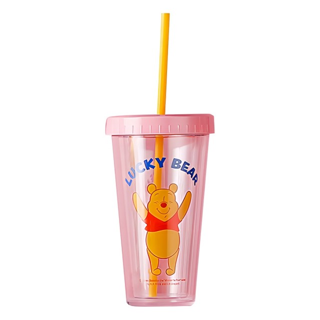 Ποτήρι Πλαστικό με Καπάκι και Καλαμάκι 450ml Winnie The Pooh
