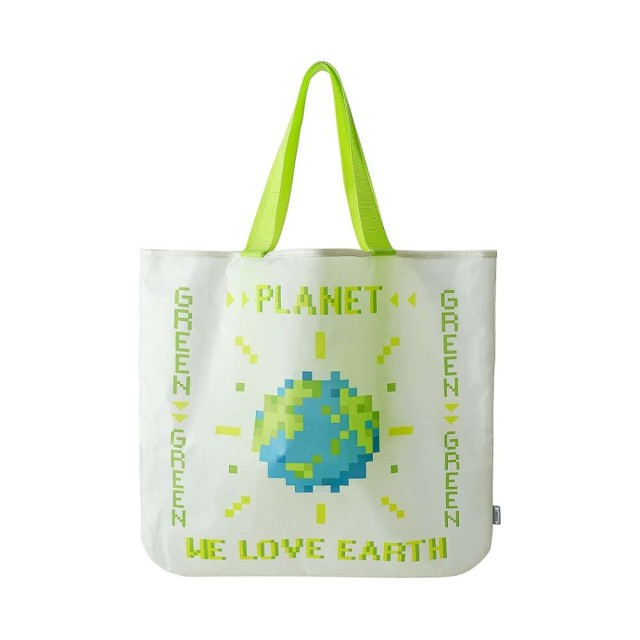 Τσάντα για Ψώνια Αναδιπλούμενη με Θήκη I Love Earth Πράσινο