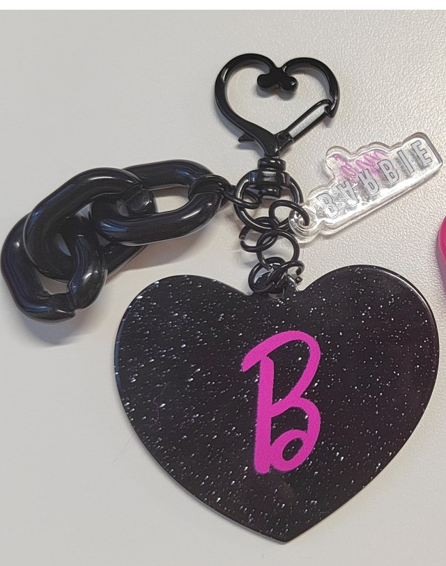 Barbie Heart Shape Glitter Keychain Black