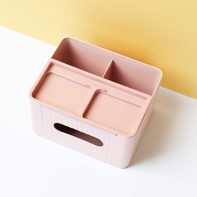 Κουτί Οργάνωσης με Θήκη για  Χαρτομάντηλα Πλαστικό  Ροζ