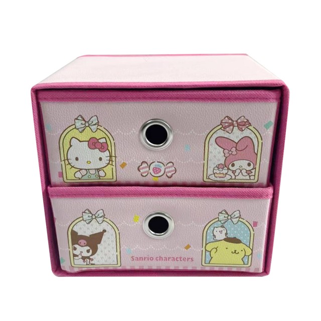 Fabric Organization Box with Drawers Sanrio Pink