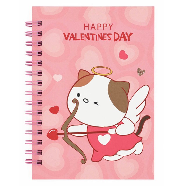 A5 Spiral Notebook 50 Sheets Saint Valentine with Cat