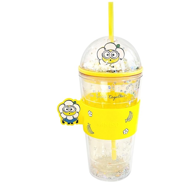 Ποτήρι Πλαστικό με Καλαμάκι 420ml Minions Κίτρινο