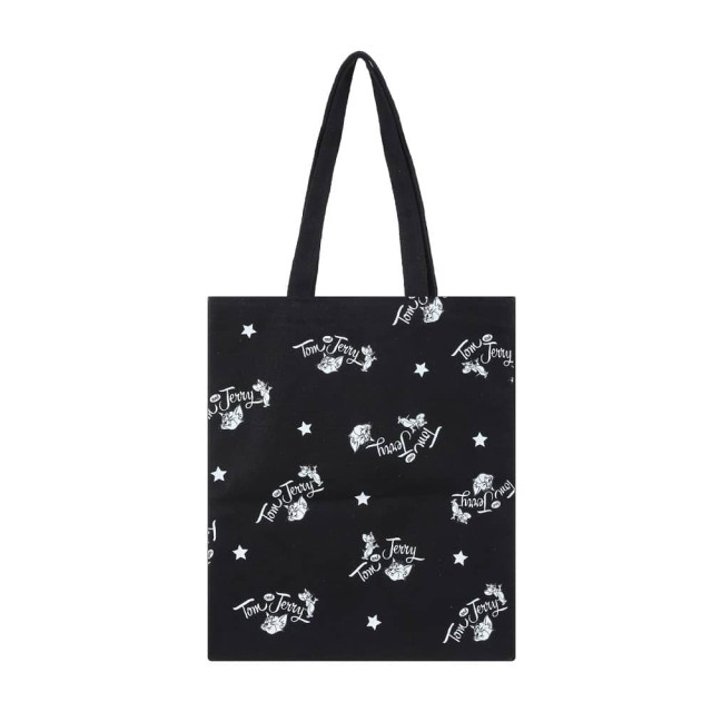 Υφασμάτινη Τσάντα Για Ψώνια Με Γράμματα Tom & Jerry Μαύρη