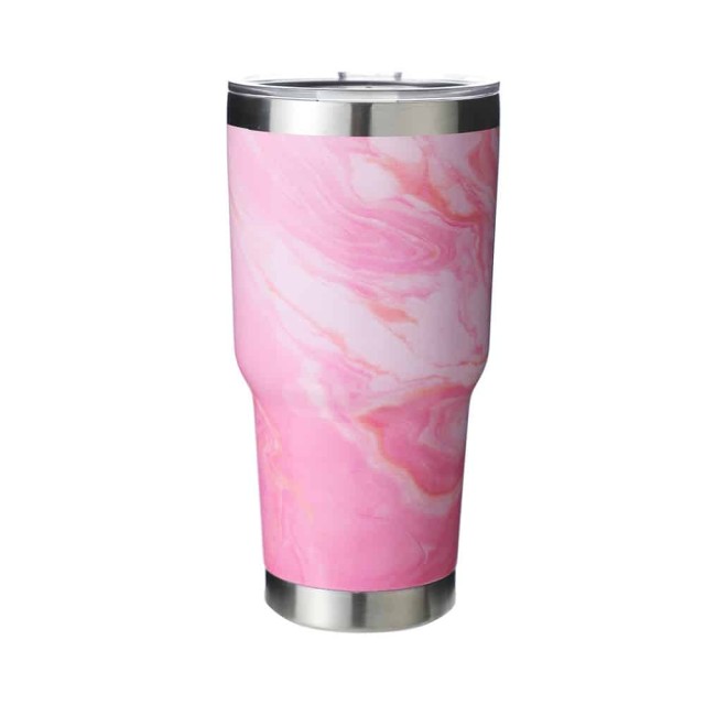 Stainless Steel Thermos Bottle 900ml Pink with Pattern