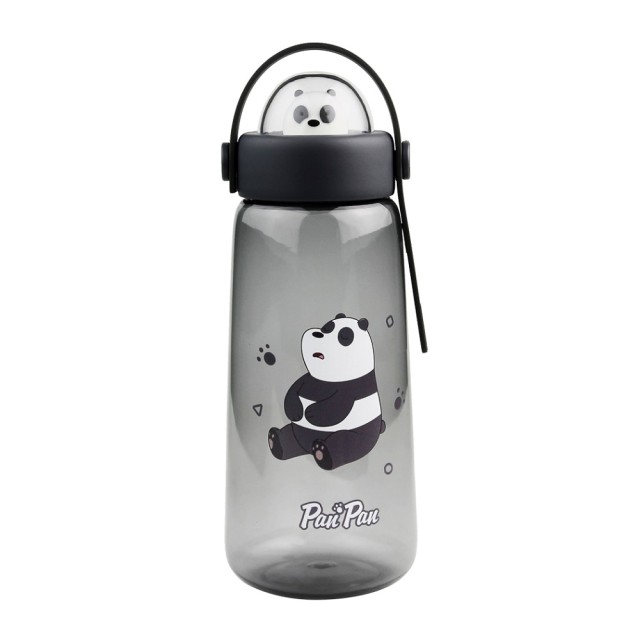 Μπουκάλι Νερού Πλαστικό με Καπάκι και Φιγούρα Panda 600ml