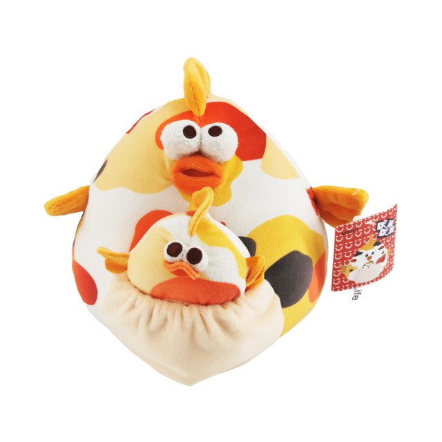 Plush Mother Chicken with Small Fish 25cm