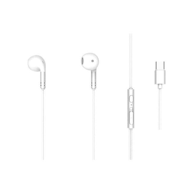 Ακουστικά Ψείρες Ενσύρματα Type-C με Μικρόφωνο Λευκό-Ασημί