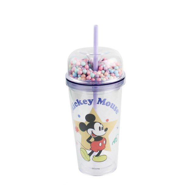 Double Wall Plastic Glass with Glitter 480ml Mickey Mouse