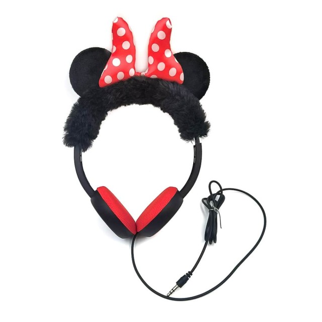 Ακουστικά Κεφαλής Ενσύρματα Λούτρινο με Φιόγκο Minnie Mouse