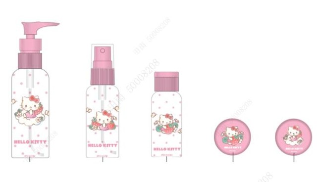 Set of Travel Bottles with Strawberries Hello Kitty 5pcs