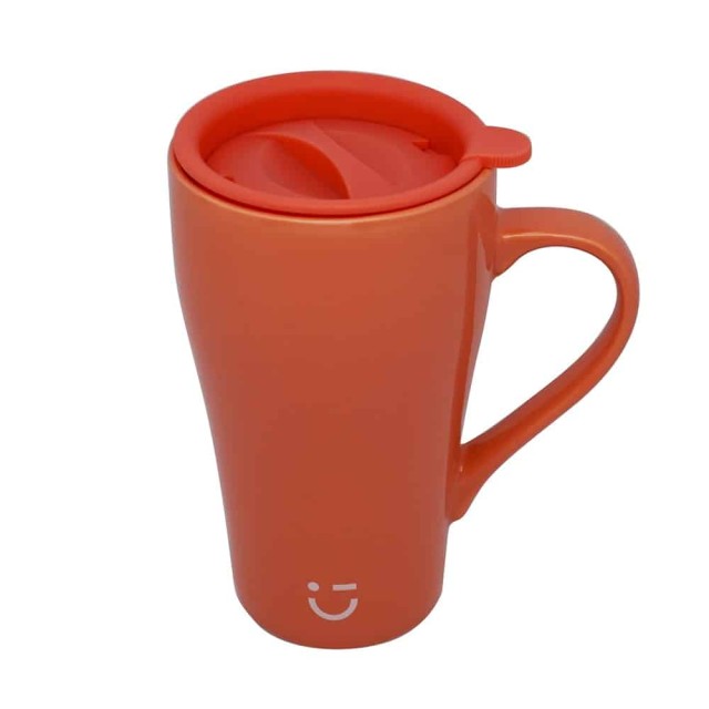 Ceramic Mug with Lid 430ml Orange