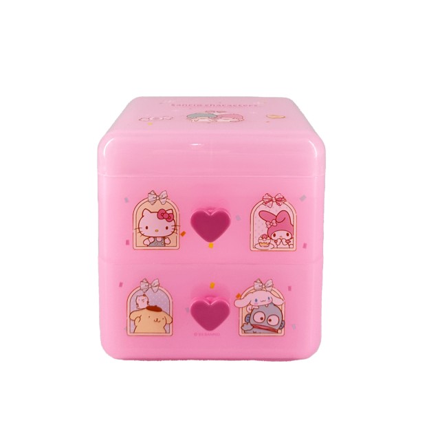 Cosmetic Organizer Box Plastic with Drawers Sanrio Pink