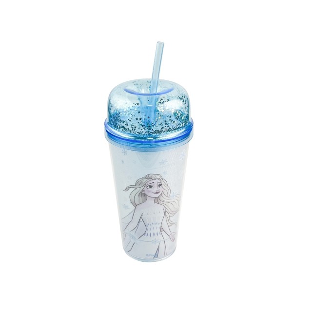 Ποτήρι Πλαστικό με Διπλό Τοίχωμα και Γκλίτερ 480ml Elsa