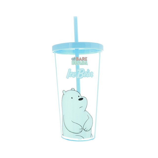 Ποτήρι Πλαστικό με Καλαμάκι 600ml Ice Bear