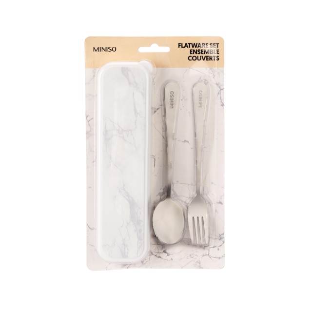 Cutlery Set with Case Marble Pattern