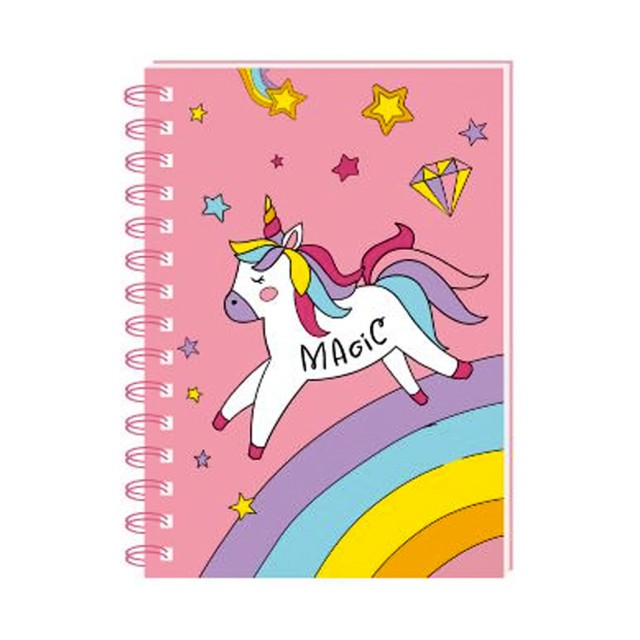 A5 Spiral Notebook 64 Sheets Unicorn Rainbow