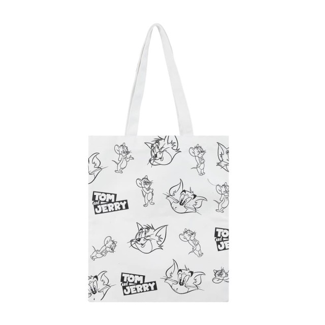 Υφασμάτινη Τσάντα Για Ψώνια Εικόνα Tom & Jerry (Λευκή)