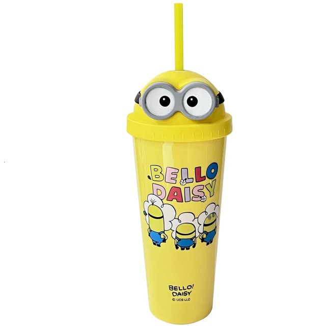 Ποτήρι Πλαστικό με Καλαμάκι 640ml Minions Κίτρινο