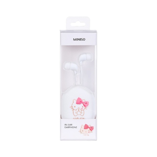 Ακουστικά Ψείρες Ενσύρματα με Θήκη Hello Kitty Λευκό