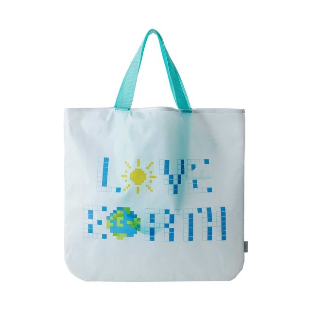 Τσάντα για Ψώνια Αναδιπλούμενη με Θήκη I Love Earth Γαλάζιο