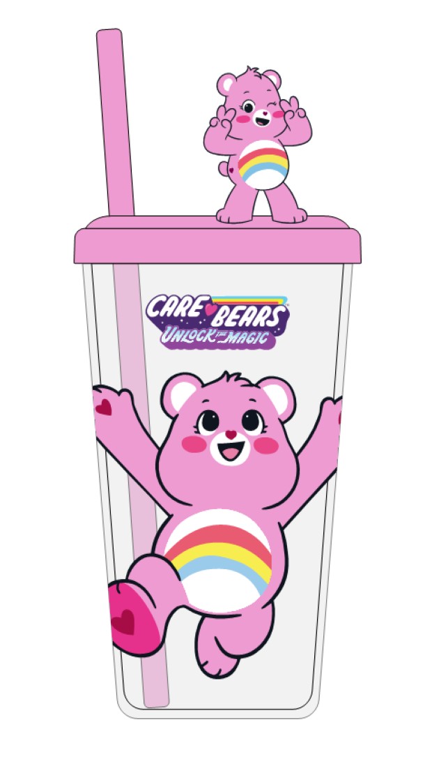 Plastic Cup with Double Wall Bears of Love 550ml Pink