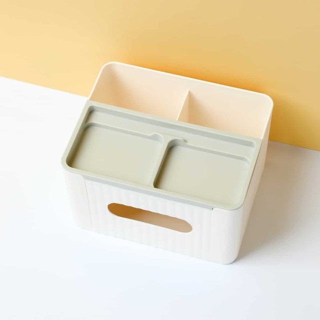 Κουτί Οργάνωσης με Θήκη για  Χαρτομάντηλα Πλαστικό  Λευκό