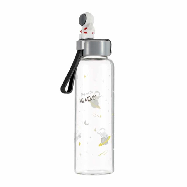 Glass Bottle With Astronaut 380ml Grey