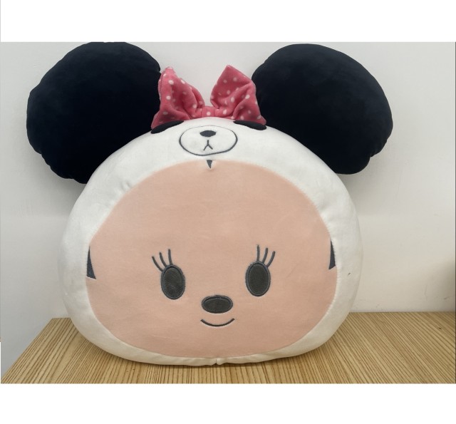 Round Minnie Mouse Pillow with Panda Hood