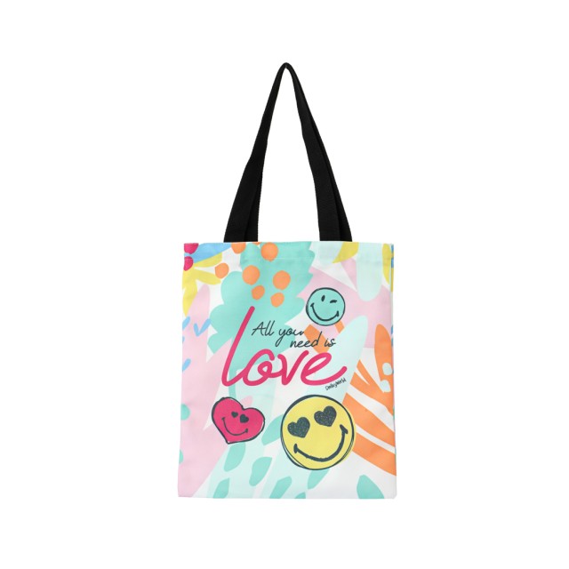 Τσάντα Υφασμάτινη για Ψώνια SmileyWorld Πράσινο