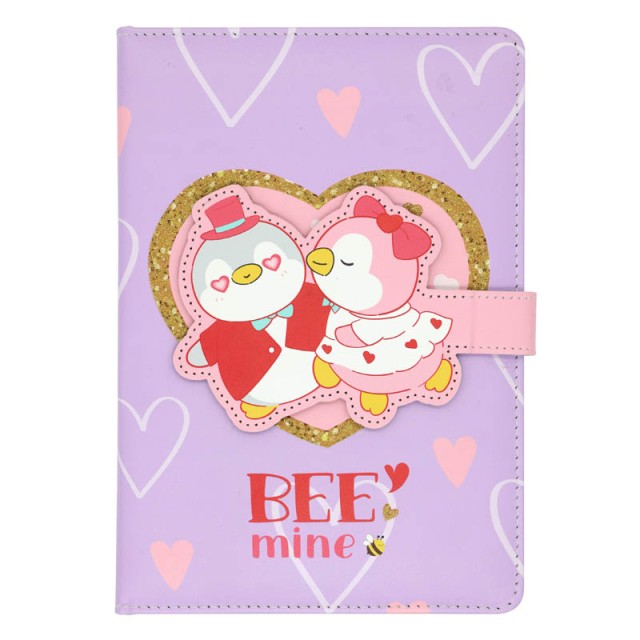 Notebook A5 50 Sheets Saint Valentine with Penguin Purple